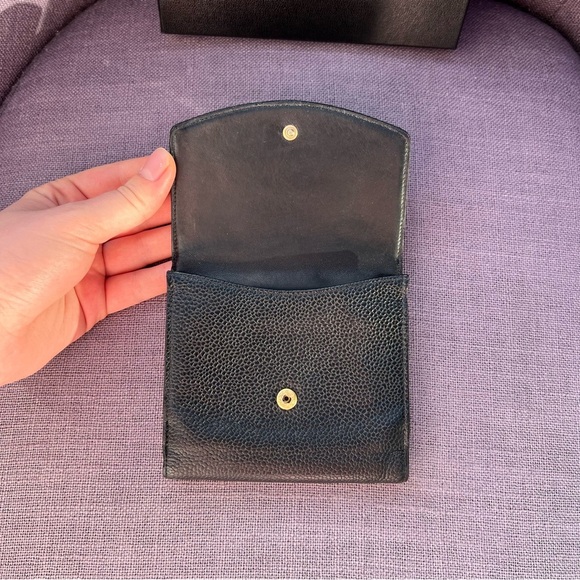 Chanel Caviar Skin Coco Mark Bi-Fold Wallet Leather - Picture 9 of 12
